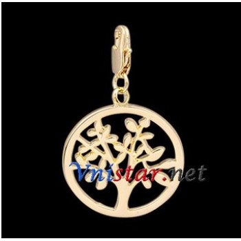 Free shipping! Wholesale high quality real 18k gold plated clasp charms HCC276-2 with tree pendant, sold in 5pcs per pack