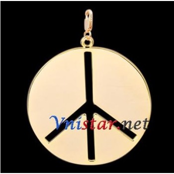 Free shipping! Wholesale high quality real 18k gold plated peace sign clasp charms HCC275-2, sold in 2pcs per pack