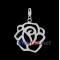 Free shipping! Wholesale high quality double silver plated clasp charms HCC260-1 with flower pendant, sold in 5pcs per pack