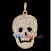 Free shipping! Wholesale high quality real 18k gold plated skull clasp charms HCC264 with clear stones, sold in 3pcs per pack