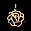 Free shipping! Wholesale high quality real 18k gold plated clasp charms HCC260 with flower pendant, sold in 2pcs per pack