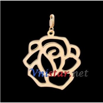 Free shipping! Wholesale high quality real 18k gold plated clasp charms HCC260 with flower pendant, sold in 2pcs per pack