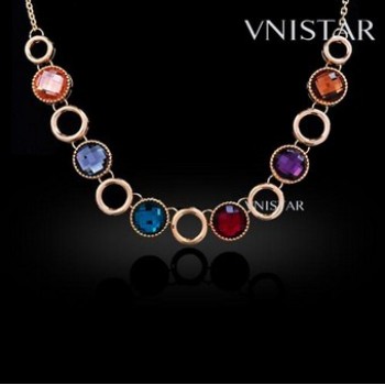 Free shipping! Fashion necklaces, crystal necklace, round crystal, VN390, length in 48cm, sold in 3 pcs per pack