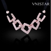 Free shipping! Fashion ribbon necklaces, trapezoid pendant, spacer beads, VN403, length in 45cm, sold in 2 pcs per pack
