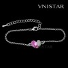 Free shipping! Bracelets, fashion crystal bracelet, heart bracelet, teardrop crystal, VB013, length in 17.5cm, sold in 3 pcs per pack