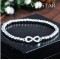 Free shipping! Beaded bracelets, infinite charm, round beads, elastic, VSB091,infinite charm size 7*21mm,  sold in 10pcs per pack