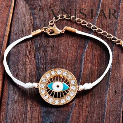Free shipping! Charm bracelets, flat round with eye, VSB087, length in 19cm,  sold in 5pcs per pack