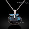 Free shipping! Necklaces, fashion crystal necklace, large oval crystal, butterfly raised, VN566, pendant size 30*33mm, sold in 2 pcs per pack