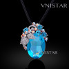 Free shipping! Necklaces, fashion crystal necklace, grape pendant, large oval crystal, VN565, pendant size 33*43mm, sold in 2 pcs per pack