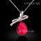 Free shipping! Necklaces, fashion crystal necklace, bowknot pendant with teardrop crystal, VN563, pendant size 25*32mm, sold in 2 pcs per pack