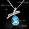 Free shipping! Necklaces, fashion crystal necklace, bowknot pendant with teardrop crystal, VN563, pendant size 25*32mm, sold in 2 pcs per pack