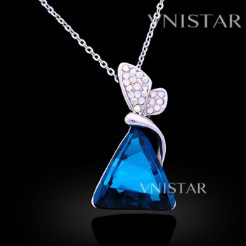 Free shipping! Necklaces, butterfly crystal necklace, triangle pendant, large triangle crystal, VN562, pendant size 16*28mm, sold in 2 pcs per pack