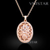 Free shipping! Necklaces, fashion crystal necklace, flower necklace, oval large crystal inside, VN560, pendant size 25*33mm, sold in 2 pcs per pack