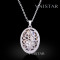 Free shipping! Necklaces, fashion crystal necklace, flower necklace, oval large crystal inside, VN560, pendant size 25*33mm, sold in 2 pcs per pack