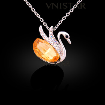 Free shipping! Necklaces, fashion crystal necklace, flying swan pendant, lady necklace, VN552, pendant size 18*18mm, sold in 2 pcs per pack