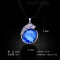 Free shipping! Necklaces, fashion crystal necklace, leopard pendant, big oval crystal, VN548, pendant size 27*32mm, sold in 2 pcs per pack