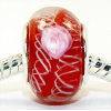 Free Shipping! Silver plated core glass bead PGB001, red color fashion beads size in 14*9mm sold as 20pcs each pack
