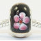Free Shipping! Vnistar wholesale silver plated core glass beads PGB055, Black glass beads with pink flowers size in 14*10mm, sold as 20pcs each pack