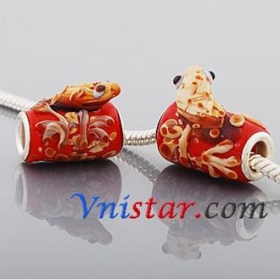 Free Shipping! Vnistar silver plated core glass PGA110, animal glass bead size in 18*14mm, sold as 15pcs each pack