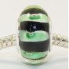 Free Shipping!Vnistar silver plated core glass beads with black and green color-PGB321 size 9*14mm,sold as 20pcs each pack