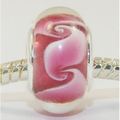 Free Shipping! Vnistar silver plated core glass beads with pink color -PGB333 ( 9*14mm),sold as 20pcs each pack