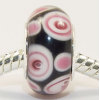 Free Shipping! Vnistar silver plated core glass beads with black and pink patterned -PGB352 size 9*14mm, sold as 20pcs each pack