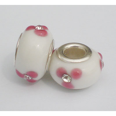 Free Shipping! Vnistar glass beads PGSS054,9*14mm,with stones and silver plated core, sold as 20pcs each pack