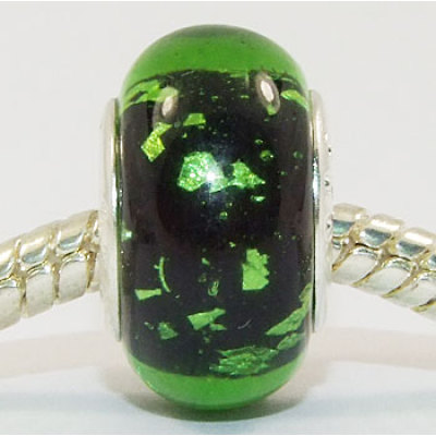 Free Shipping!Vnistar silver plated core glass beads PGB367 with black and green in 9*14mm, sold as 20pcs each pack