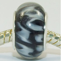 Free Shipping! Vnistar silver plated core glass beads with black and white PGB376 size 9*14mm, sold as 20pcs each pack