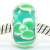 Free Shipping! Vnistar silver plated core green glass beads PGB384 with flowers in 9*14mm, sold as 20pcs each pack