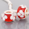 Free Shipping! Silver plated core glass bead PGB508, red bead with flowers in 9*14mm , 20pcs per pack