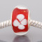 Free Shipping! Silver plated core glass bead PGB508, red bead with flowers in 9*14mm , 20pcs per pack