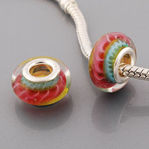 Free Shipping! Silver plated core glass bead PGB507, yellow bead with size in 9*14mm, 20pcs per pack