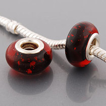 Free Shipping! Vnistar silver plated core glass beads PGB501with black and red mixed, size in 9*14mm, 20pcs per pack