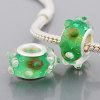 Free Shipping! Vnistar silver plated core glass bead PGB447, green bead with glass balls raised, 20pcs per pack
