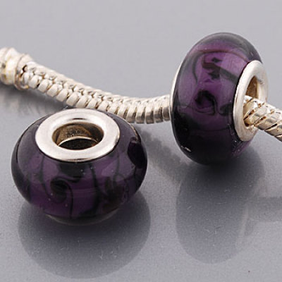 Free Shipping! Vnistar silver plated core black glass beads PGB441 with orchid flowers and glass ball raised, 20pcs per pack