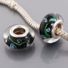 Free Shipping! Vnistar silver plated core glass beads PGB439, black beads with indigo flowers in 9*14mm, 20pcs per pack