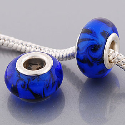 Free Shipping! Vnistar silver plated core dark blue and black mixed glass beads PGB434 with size in 9*14mm, 20pcs per pack