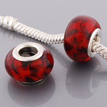 Free Shipping! Vnistar silver plated core red and black mixed glass beads PGB425 with size in 9*14mm, 20pcs per pack