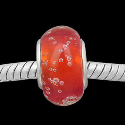 Free Shipping!Vnistar silver plated core orange glass beads PGB414 with white bubble floating inside, 9*14mm, 20pcs per pack