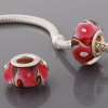Free Shipping! Silver plated core glass bead PGB555, red bead with size in 9*14mm， 20pcs per pack