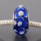 Free Shipping!Silver plated core glass bead PGB553, blue bead with sky blue flowers and glass balls raised, 20pcs per pack