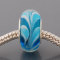 Free Shipping! Silver plated core glass bead PGB547, cyan bead with light blue hearts, size in 9*14mm, 20pcs per pack
