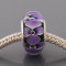 Free Shipping! Silver plated core glass bead PGB546, black bead with purple flowers, size in 9*14mm, 20pcs per pack