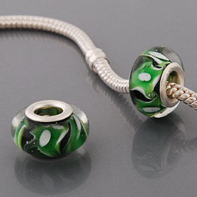 Free Shipping! Silver plated core glass bead PGB541, bottle green bead with size in 9*14mm, 20pcs per pack
