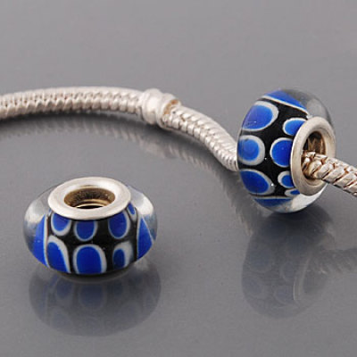 Free Shipping! Silver plated core glass bead PGB540, black bead with size in 9*14mm, 20pcs per pack
