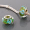 Free Shipping! Silver plated core glass bead PGB536, tan bead with light blue flowers, size in 9*14mm, 20pcs per pack