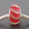 Free Shipping! Silver plated core glass bead PGB532, dark pink bead with white lines in 9*14mm, 20pcs per pack