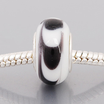 Free Shipping! Silver plated core glass bead PGB583, white bead with size in 9*14mm, 20pcs per pack