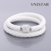 Bracelets, leather braided double wrap bracelet, magnetic clasp, unisex bracelet, VSB098, length in 38cm, 5pcs/pack